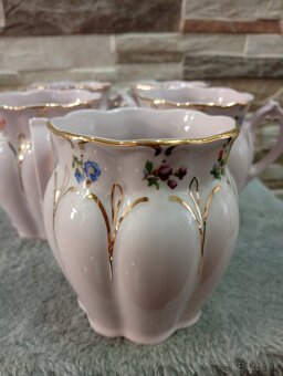 Růžový porcelán, sada 6 bucláčků, Chodov - 8