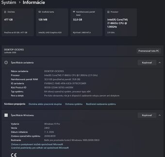 Notebook Dell Latitude 5500 - 15.6" / i7 8665u / 32GB DDR4 - 8