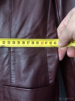 Kvalitný Kožený kabátik - bordový L - 8