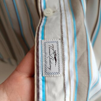 Thomas Burberry pruhovaná košeľa s krátkym rukávom L - 8