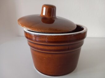 Stará kameninová dóza s vrchnákom 11,5x11,5 cm - 8