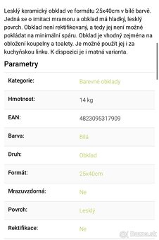 obklad Mono W 25x40x0,8 lesklý biely - 8