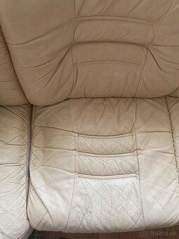Kožený veľký krémový gauč - 8