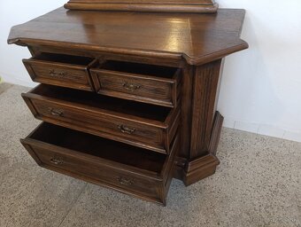 Starožitná komoda + zrcadlo, nábytek z masívu - 8