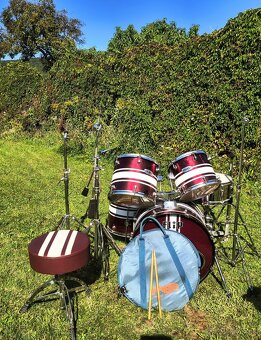 Kompletná bicia súprava Mapex červenéj farby+ príslušenstvo - 8