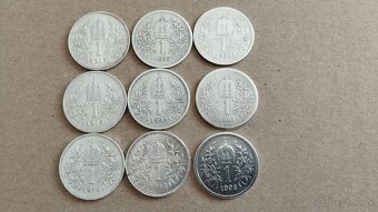 9ks starých korun - Stříbrné korony - konvolut korun. - 8