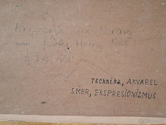 Predám starý obraz Krajina z jižní Moravy akvarel - 8