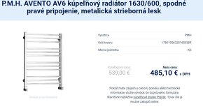 NOVÝ P.M.H. AVENTO kúpeľňový radiátor 1630/600 - 8