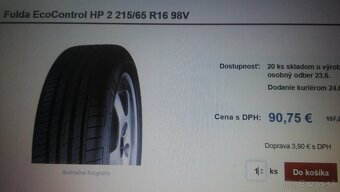 letné 215/65 r16 Fulda EcoControl HP 2 - 6,8 mm - kúpa 2024 - 8