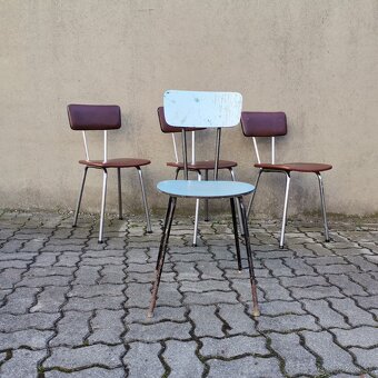 Retro kovove stolicky 4ks Vintage - 8