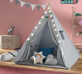 Detský stan Teepee 160x120x120cm - 3 farby - so svetlom - 8
