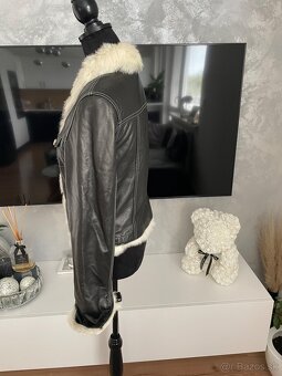 Kožená dámska bunda KRIZA JEANS s pravou kožušinou-40 - 8