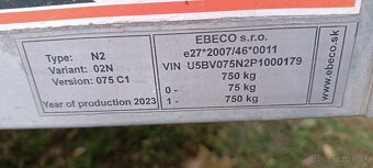 Privesny vozik 750kg s TP ,SPZ 247x122 cm - 8