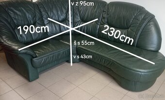 Kožená rohová sedacia súprava - TOP STAV, PRAVÁ KOŽA - 8