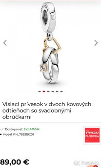 Pandora privesok Snubne prstene - 8