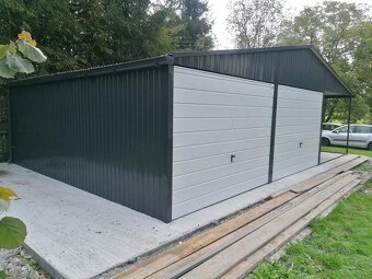 Montovaná plechová garáž 6×6 m + prístrešok 3×6 m s výklopný - 8