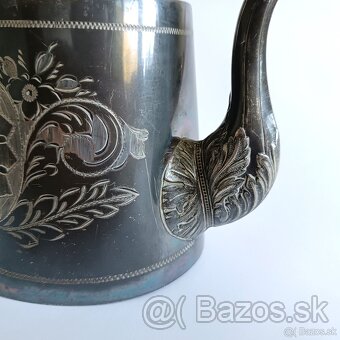 Tradičný postriebrený viktoriánsky čajník s rohovinovou úchy - 8