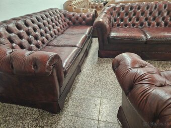 CHESTERFIELD ŠTÝL,SEDAČKA KOŽENÁ DVOJFAREBNÁ - 8