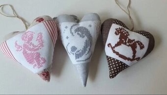 Vianočné srdiečka – ručná výroba z bavlny - 8