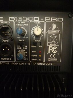 Predám 2× Subwoofere Behringer b1500d pro - 8