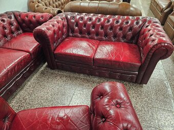 CHESTERFIELD ŠTÝL,BORDOVO-ČERVENÁ KOŽENÁ,NEROZŤAHOVACIA - 8