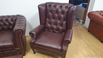 CHESTERFIELD ŠTÝL,KOŽENÁ SEDAČKA,3+1+UŠÁK+TABURET - 8