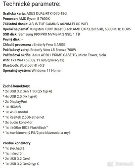 ASUS PRIME Gaming PC (Ryzen5/32GB/1TB/RTX4070) + ZÁRUKA - 8