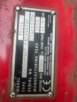 Predám Takeuchi TB216 - 8