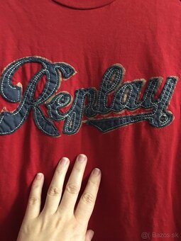 REPLAY originál pánske tricko red L - 8