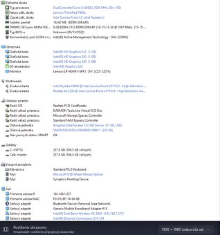 LENOVO Thinkpad T460s 14.1" + adaptér + dock - aj TOUCH - 8