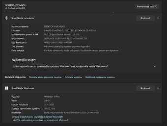 Počítač HP ProDesk 400 G4 SFF - i5 7500 / 16GB DDR4 - 8