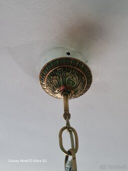 Stary mosadzny luster, prekablovany stačí zavesiť - 8