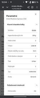 Pákový kávovar s milencom Ariete Moderna 1318 - 8