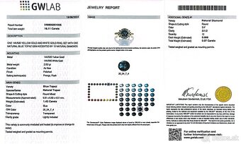 Prsteň z 14k zlata s 1,43ct prírodným Topásom a diamantmi - 8