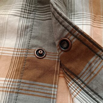 Carhartt károvaná košeľa s krátkym rukávom hnedá béžová M - 8
