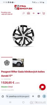 7Jx17 ET44 5x108 - originálne disky PEUGEOT RIFTER GT - 8