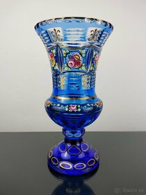 Dizajnový popolník, váza kobaltovo-modrá krištáľová váza - 8