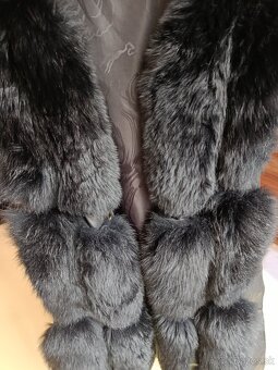 Čierna vesta - pravá koža a kožušina - 8