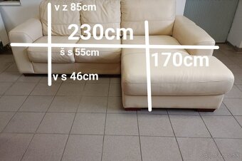 Kožená rohová sedacia súprava - PRAVÁ KOŽA - 8
