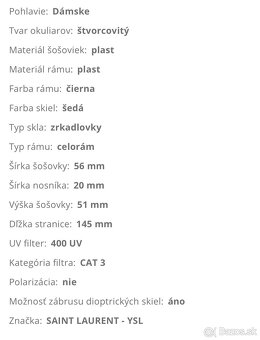 Dámske slnečné okuliare YSL - 8