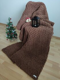 Pletená deka pre dospelých hnedá - 8