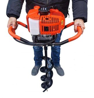 Motorový pôdny zemný vrták jamkovač s 3 vrtákmi + predlžovák - 8