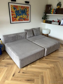 REZERVOVANÝ - Šedý menčestrový rozkladací gauč - Alcamo - 8