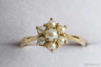 Elegantný 9ct zlatý prsteň s perlami - 8