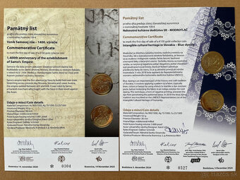 Predám pamätné listy k SK euro minciam - 8