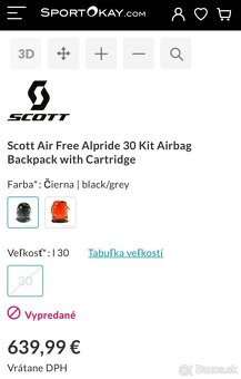 lavinovy batoh SCOTT AIR FREE AP 30, Alpride airbag system - 8