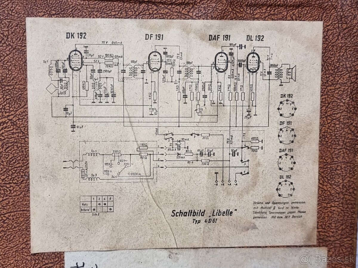 Schaltbild Libelle 4D61 RFT 》KABELKOVÉ STAROŽITNÉ RADIO - 9