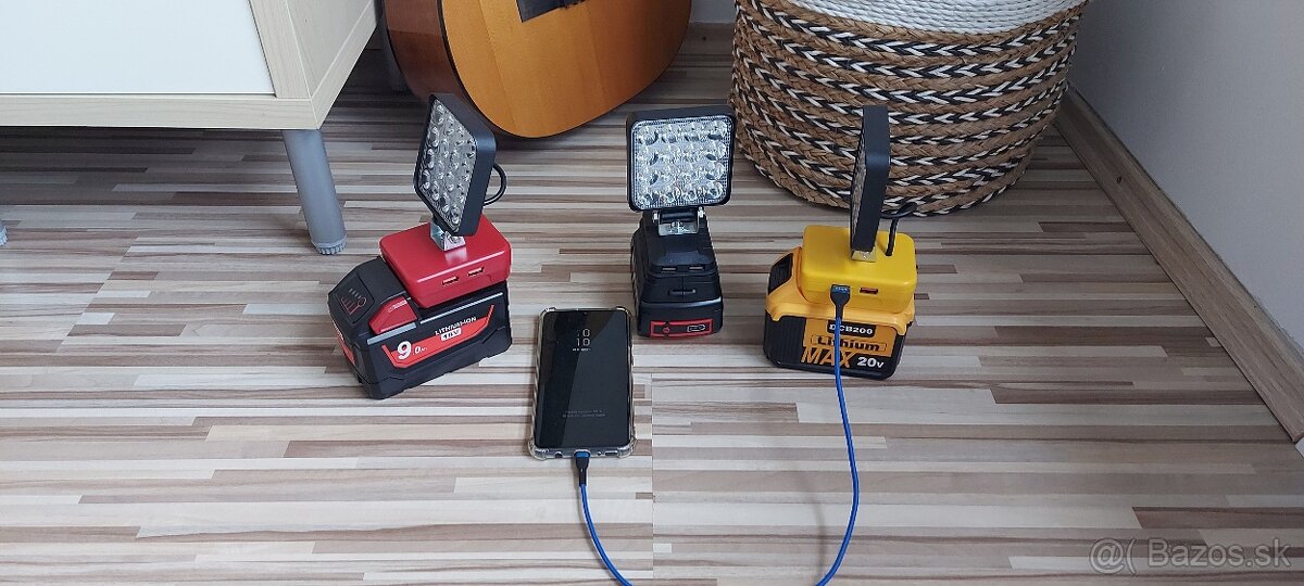 Svietidlo Aku DeWALT+Milwaake+Bosch18V+2xUSB s nabíjaním USB - 9
