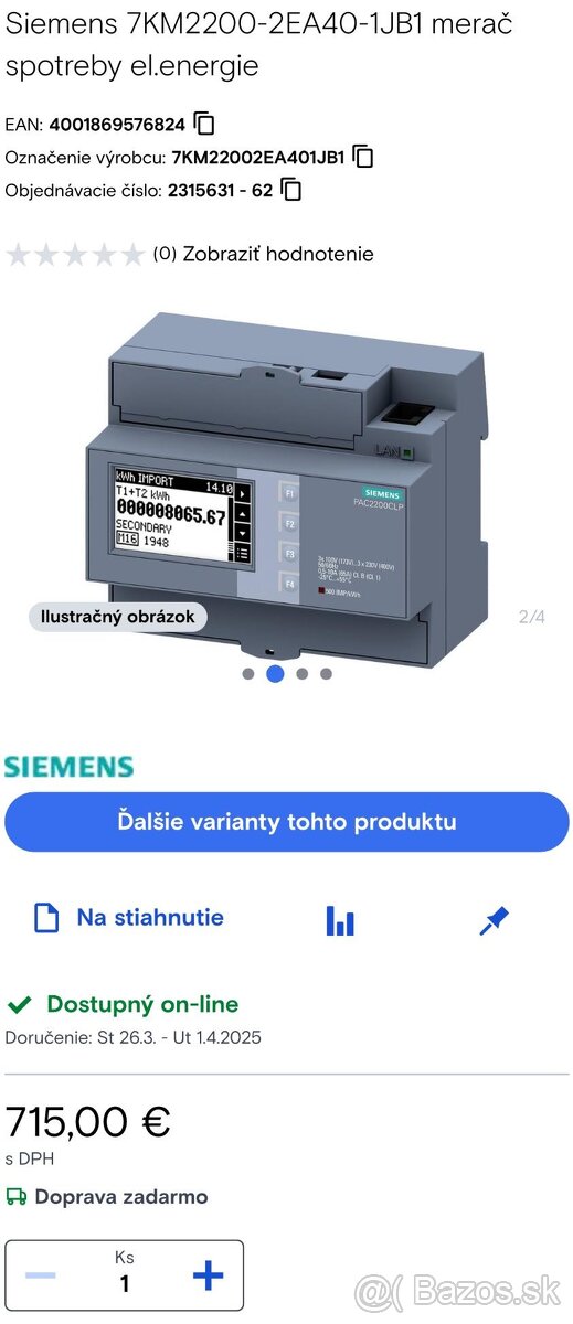 Predám merací prístroj značky Siemens 7KM2200-2EA40-1JB1 - 9