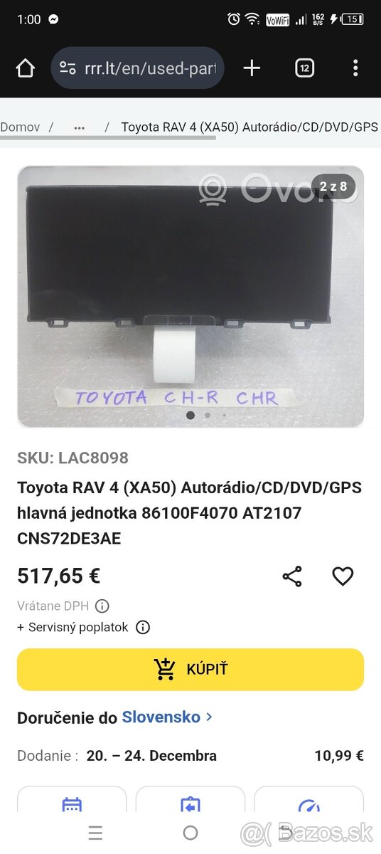 Predám rádio Toyota c-hr 2023 - 9